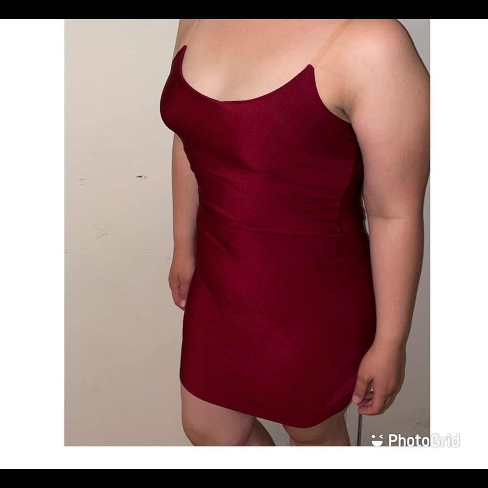 Simple Burgundy Straight Dress